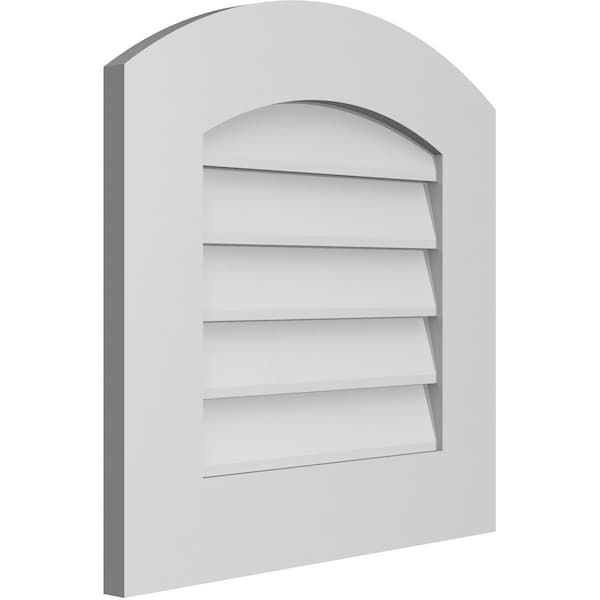 Ekena Millwork Arch Top Surface Mount PVC Gable Vent: Functional, w/ 3-1/2"W x 1"P Standard Frame, 20"W x 20"H - GVPAR20X2001SF