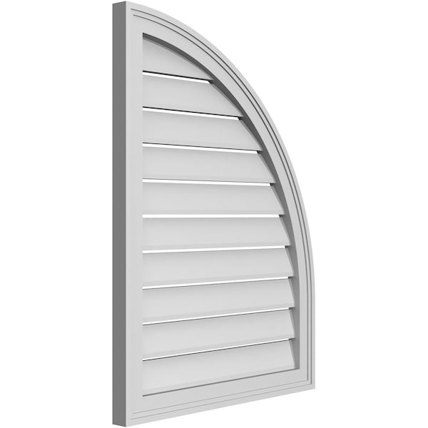 Ekena Millwork Quarter Round Top Right Surface Mount PVC Gable Vent w/ 2"W x 1-1/2"P Brickmould Frame, 24"W x 32"H - GVPQR24X3202SF