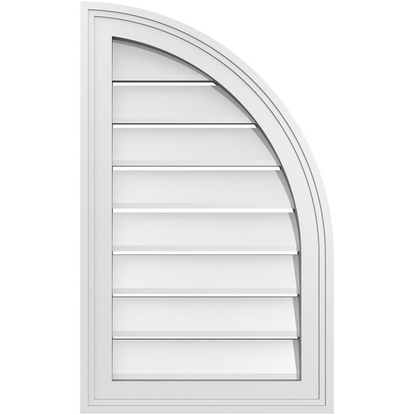 Ekena Millwork Quarter Round Top Right Surface Mount PVC Gable Vent w/ 2"W x 1-1/2"P Brickmould Frame, 16"W x 26"H - GVPQR16X2602SF