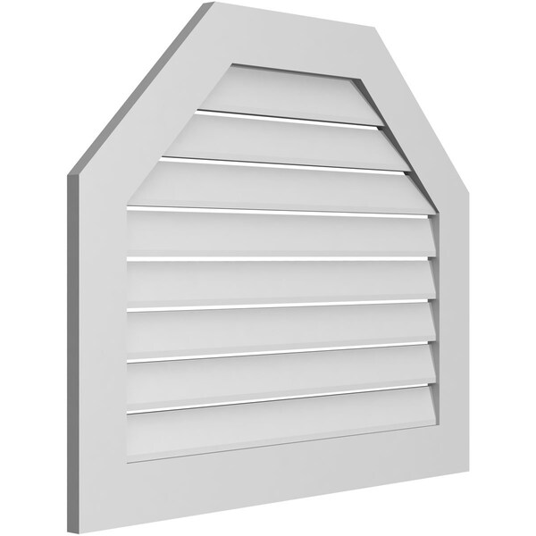 Ekena Millwork Octagonal Top Surface Mount PVC Gable Vent: Functional, w/ 3-1/2"W x 1"P Standard Frame, 36"W x 30"H - GVPOT36X3001SF