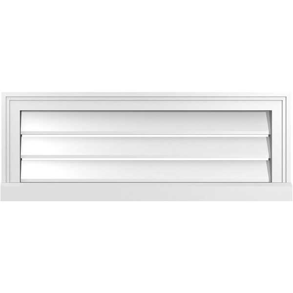 Ekena Millwork Vertical Surface Mount PVC Gable Vent: Functional, w/ 2"W x 2"P Brickmould Sill Frame, 32"W x 12"H - GVPVE32X1203SF
