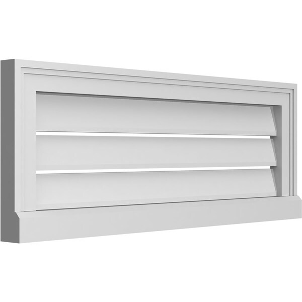 Ekena Millwork Vertical Surface Mount PVC Gable Vent: Functional, w/ 2"W x 2"P Brickmould Sill Frame, 32"W x 12"H - GVPVE32X1203SF