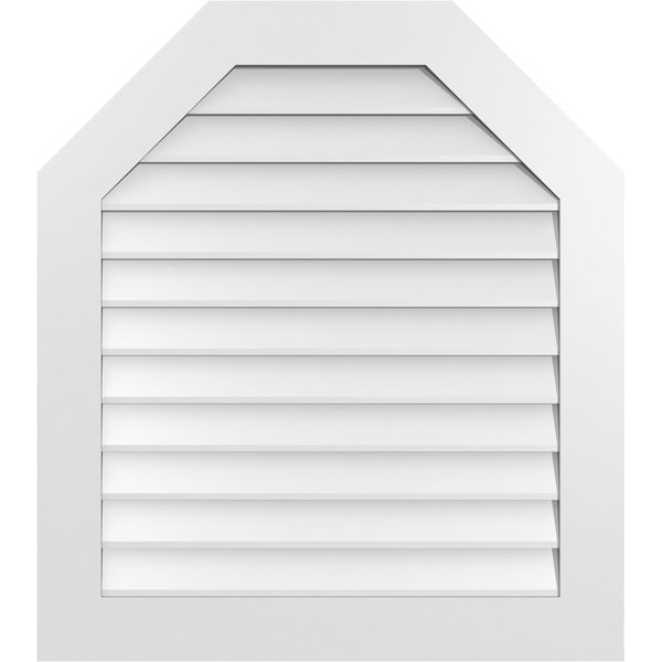 Ekena Millwork Octagonal Top Surface Mount PVC Gable Vent w/ 3-1/2"W x 1"P Standard Frame, 32"W x 36"H - GVPOT32X3601SN