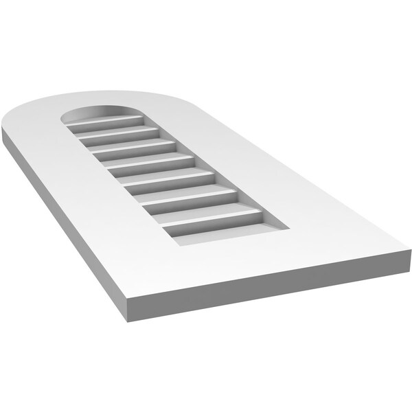 Ekena Millwork Round Top Surface Mount PVC Gable Vent: Functional, w/ 3-1/2"W x 1"P Standard Frame, 12"W x 28"H - GVPRT12X2801SF