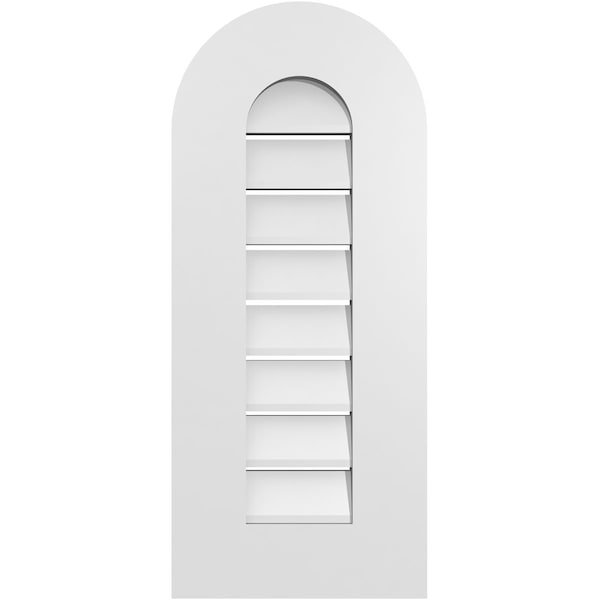 Ekena Millwork Round Top Surface Mount PVC Gable Vent: Functional, w/ 3-1/2"W x 1"P Standard Frame, 12"W x 28"H - GVPRT12X2801SF