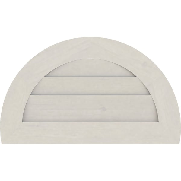 Ekena Millwork Half Round Gable Vent Western Red Cedar Gable Vent w/Decorative Face Frame, 24"W x 12"H - GVWHR24X1202SDPWR