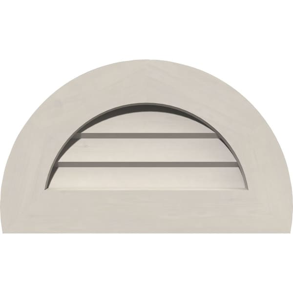 Ekena Millwork Half Round Gable Vent Western Red Cedar Gable Vent w/Decorative Face Frame, 24"W x 12"H - GVWHR24X1202SDPWR