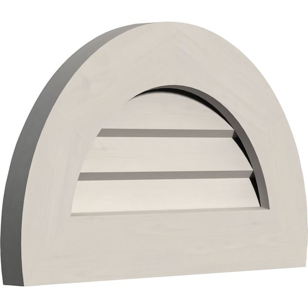 Ekena Millwork Half Round Gable Vent Western Red Cedar Gable Vent w/Decorative Face Frame, 24"W x 12"H - GVWHR24X1202SDPWR