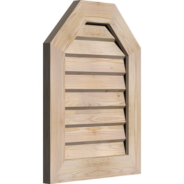 Ekena Millwork Octagonal Top Gable Vent Non-Functional, Pine Gable Vent w/ Decorative Face Frame, 36"W x 32"H - GVWOT36X3202SDUPI