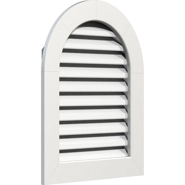 Ekena Millwork Round Top Gable Vent Functional, PVC Gable Vent w/ 1" x 4" Flat Trim Frame, 30"W x 30"H - GVPRT30X3001FUN