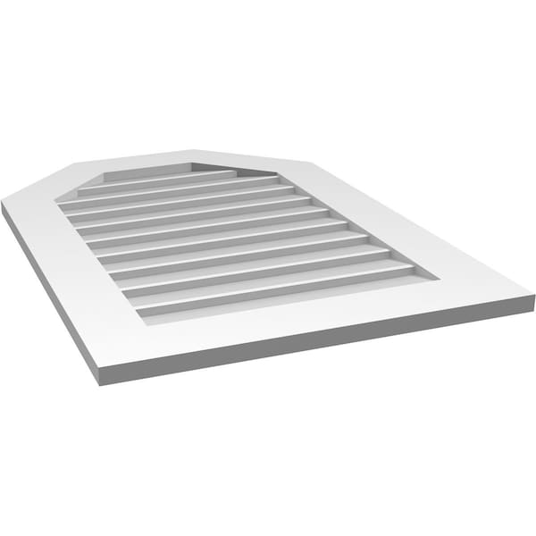Ekena Millwork Octagonal Top Surface Mount PVC Gable Vent w/ 3-1/2"W x 1"P Standard Frame, 24"W x 34"H - GVPOT24X3401SN