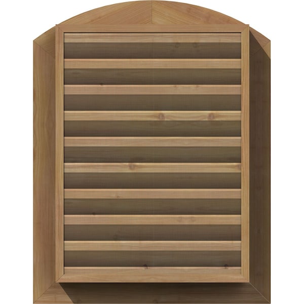 Ekena Millwork Arch Top Gable Vent Functional, Western Red Cedar Gable Vent w/ 1" x 4" Flat Trim Frame, 16"W x 20"H - GVWAR16X2001SFUWR