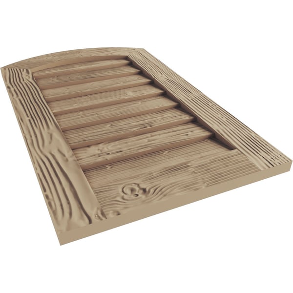 Ekena Millwork Timberthane Sandblasted Arch Top Faux Wood Non-Functional Gable Vent, Primed Tan, 24"W x 33"H - GVURAR24X33DSDPR