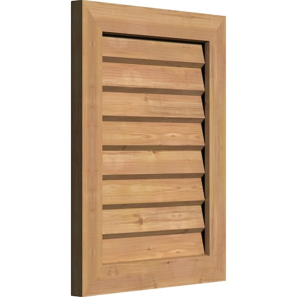 Ekena Millwork Vertical Gable Vent Non-Functional Western Red Cedar Gable Vent w/Decorative Face Frame, 26"W x 22"H - GVWVE26X2202SDUWR
