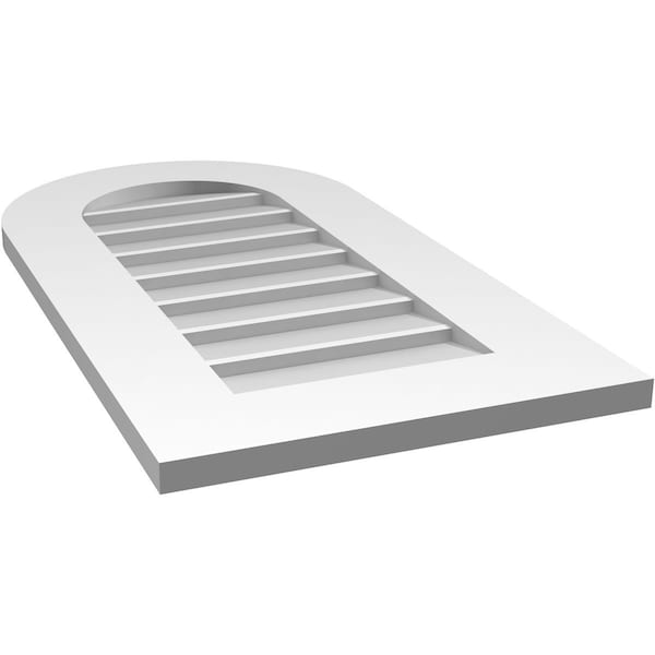 Ekena Millwork Round Top Surface Mount PVC Gable Vent: Non-Functional, w/ 3-1/2"W x 1"P Standard Frame, 16"W x 30"H - GVPRT16X3001SN