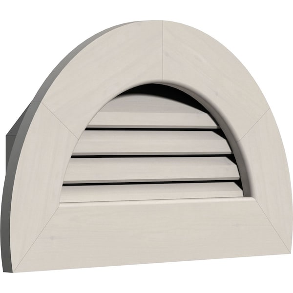 Ekena Millwork Half Round Gable Vent Functional Western Red Cedar Gable Vent w/1" x 4" Flat Trim Frame, 22"W x 11"H - GVWHR22X1101SFPWR