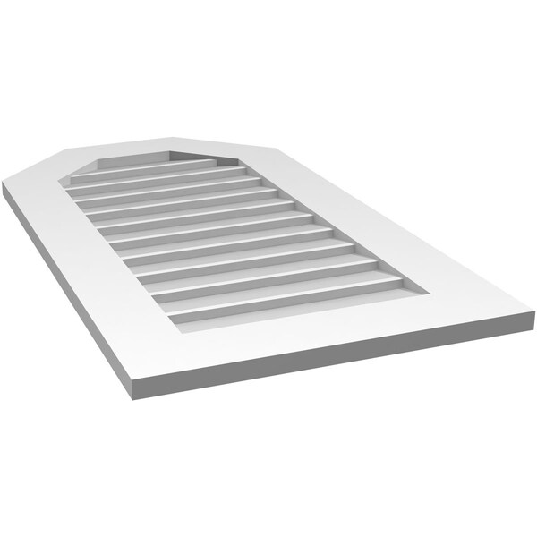 Ekena Millwork Octagonal Top Surface Mount PVC Gable Vent w/ 3-1/2"W x 1"P Standard Frame, 20"W x 36"H - GVPOT20X3601SN