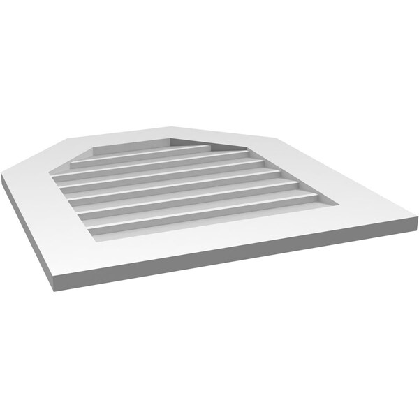 Ekena Millwork Octagonal Top Surface Mount PVC Gable Vent w/ 3-1/2"W x 1"P Standard Frame, 24"W x 26"H - GVPOT24X2601SN