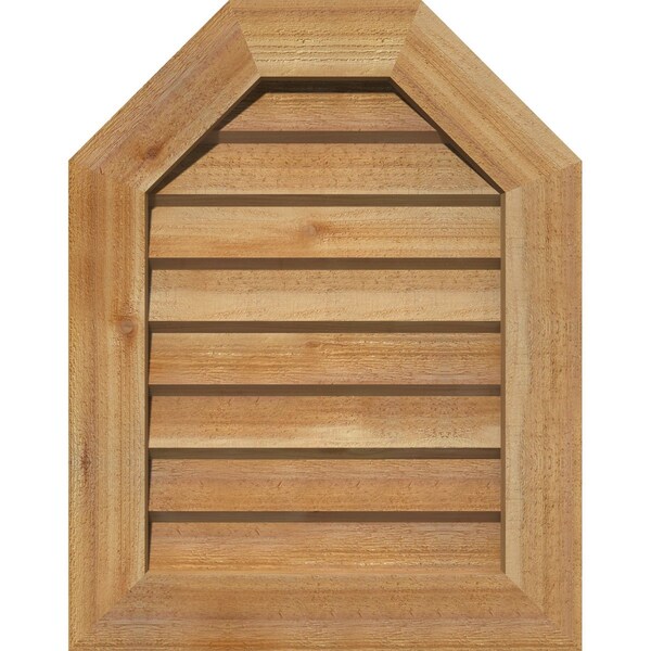 Ekena Millwork Octagonal Top Gable Vent Western Red Cedar Gable Vent w/Decorative Face Frame, 36"W x 36"H - GVWOT36X3602RDUWR