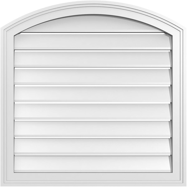Ekena Millwork Arch Top Surface Mount PVC Gable Vent: Non-Functional, w/2"W x 1-1/2"P Brickmould Frame, 26"W x 42"H - GVPAR26X4202SN