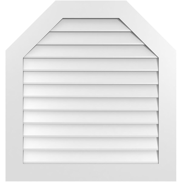 Ekena Millwork Octagonal Top Surface Mount PVC Gable Vent w/ 3-1/2"W x 1"P Standard Frame, 34"W x 36"H - GVPOT34X3601SN