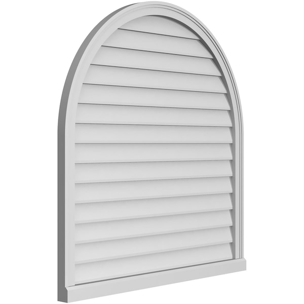 Ekena Millwork Round Top Surface Mount PVC Gable Vent w/ 2"W x 2"P Brickmould Sill Frame, 40"W x 42"H - GVPRT40X4203SN
