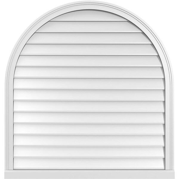Ekena Millwork Round Top Surface Mount PVC Gable Vent w/ 2"W x 2"P Brickmould Sill Frame, 40"W x 42"H - GVPRT40X4203SN