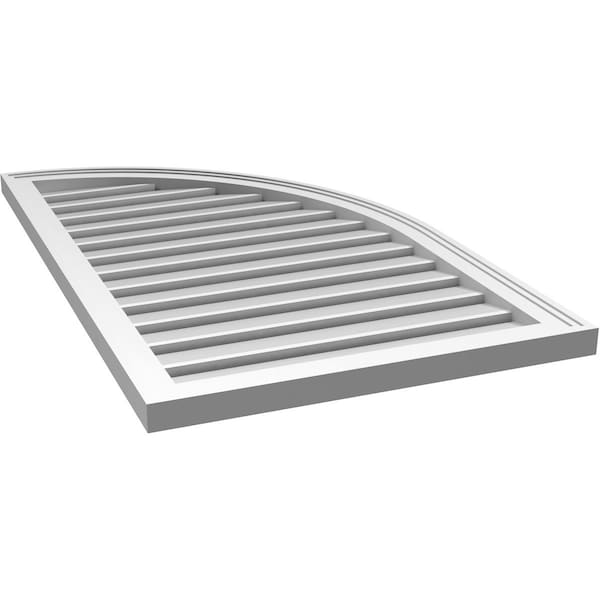 Ekena Millwork Quarter Round Top Right Surface Mount PVC Gable Vent w/ 2"W x 1-1/2"P Brickmould Frame, 24"W x 40"H - GVPQR24X4002SF