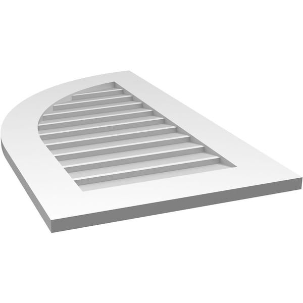 Ekena Millwork Quarter Round Top Left Surface Mount PVC Gable Vent w/ 3-1/2"W x 1"P Standard Frame, 20"W x 34"H - GVPQL20X3401SN