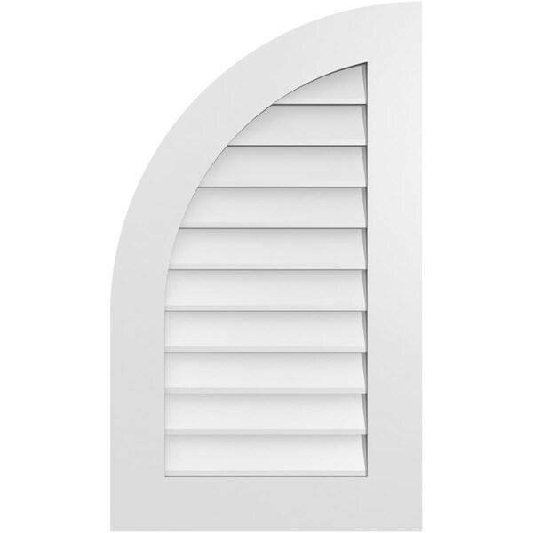 Ekena Millwork Quarter Round Top Left Surface Mount PVC Gable Vent w/ 3-1/2"W x 1"P Standard Frame, 20"W x 34"H - GVPQL20X3401SN