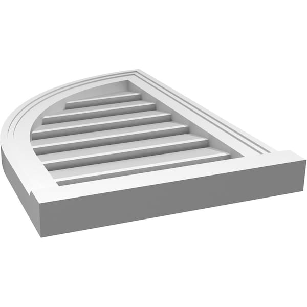 Ekena Millwork Quarter Round Top Left Surface Mount PVC Gable Vent w/ 2"W x 2"P Brickmould Sill Frame, 16"W x 24"H - GVPQL16X2403SF