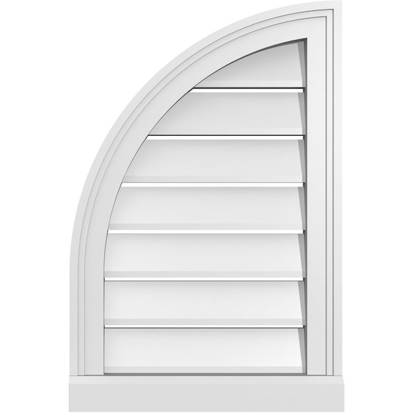 Ekena Millwork Quarter Round Top Left Surface Mount PVC Gable Vent w/ 2"W x 2"P Brickmould Sill Frame, 16"W x 24"H - GVPQL16X2403SF