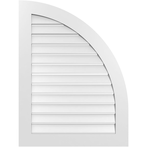 Ekena Millwork Quarter Round Top Right Surface Mount PVC Gable Vent w/ 3-1/2"W x 1"P Standard Frame, 30"W x 40"H - GVPQR30X4001SF