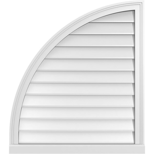 Ekena Millwork Quarter Round Top Left Surface Mount PVC Gable Vent w/ 2"W x 2"P Brickmould Sill Frame, 30"W x 34"H - GVPQL30X3403SN