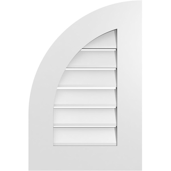 Ekena Millwork Quarter Round Top Left Surface Mount PVC Gable Vent w/ 3-1/2"W x 1"P Standard Frame, 16"W x 24"H - GVPQL16X2401SF
