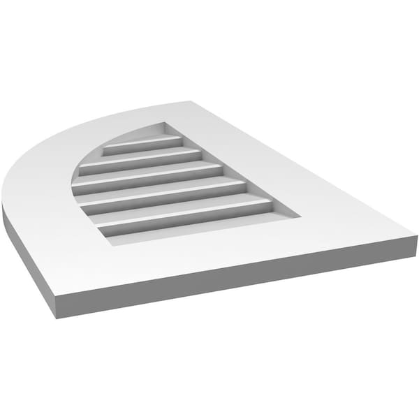 Ekena Millwork Quarter Round Top Left Surface Mount PVC Gable Vent w/ 3-1/2"W x 1"P Standard Frame, 16"W x 24"H - GVPQL16X2401SF