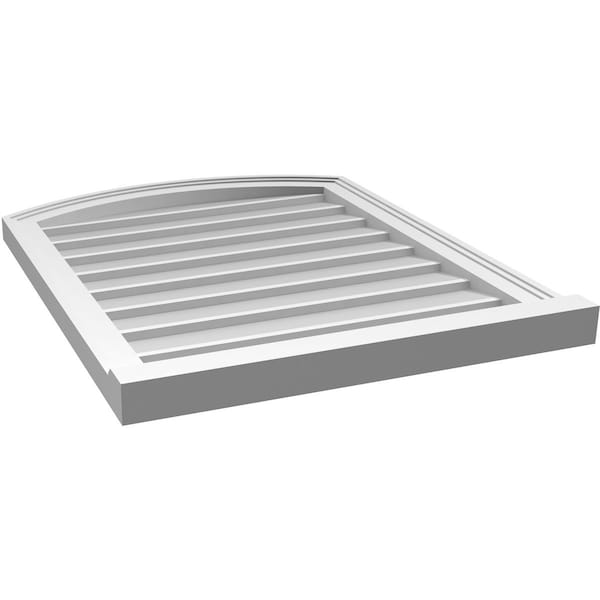 Ekena Millwork Arch Top Surface Mount PVC Gable Vent: Functional, w/ 2"W x 2"P Brickmould Sill Frame, 24"W x 30"H - GVPAR24X3003SF