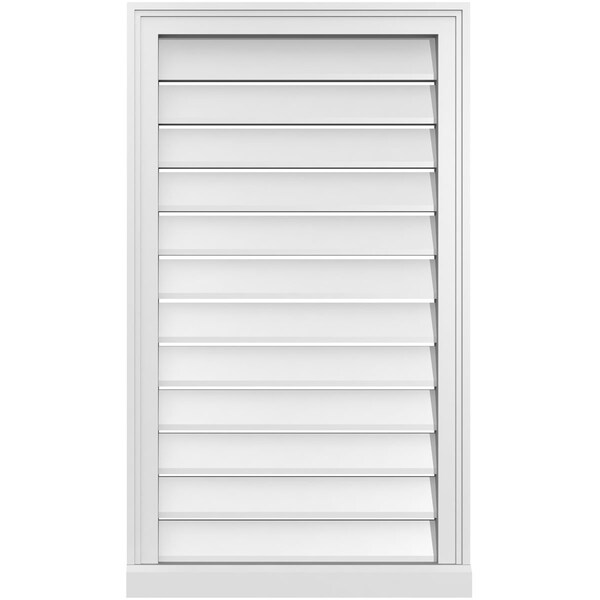Ekena Millwork Vertical Surface Mount PVC Gable Vent: Functional, w/ 2"W x 2"P Brickmould Sill Frame, 22"W x 38"H - GVPVE22X3803SF