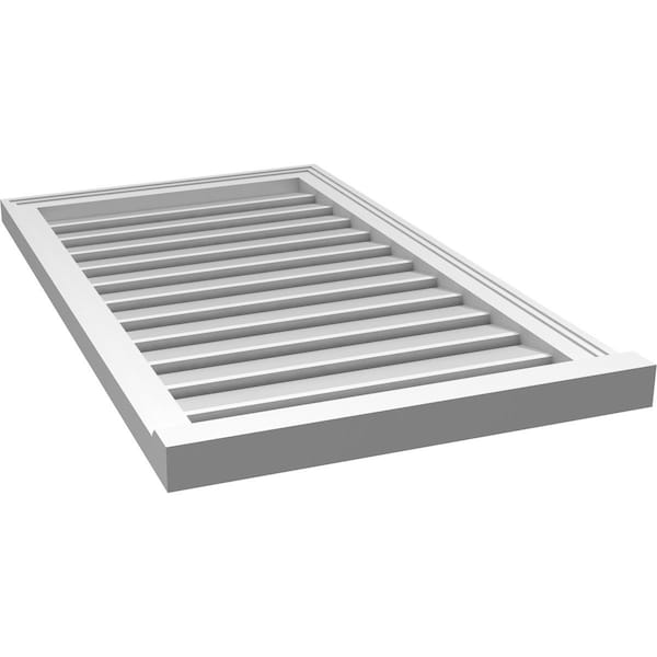 Ekena Millwork Vertical Surface Mount PVC Gable Vent: Functional, w/ 2"W x 2"P Brickmould Sill Frame, 22"W x 38"H - GVPVE22X3803SF