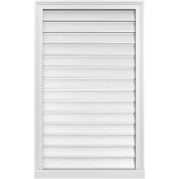 Ekena Millwork Vertical Surface Mount PVC Gable Vent: Functional, w/ 2"W x 2"P Brickmould Sill Frame, 26"W x 42"H - GVPVE26X4203SF