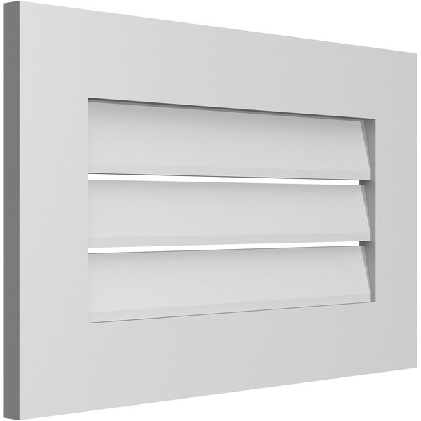 Ekena Millwork Vertical Surface Mount PVC Gable Vent: Functional, w/ 3-1/2"W x 1"P Standard Frame, 26"W x 16"H - GVPVE26X1601SF