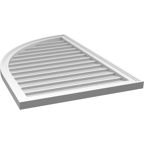 Ekena Millwork Quarter Round Top Left Surface Mount PVC Gable Vent w/ 2"W x 1-1/2"P Brickmould Frame, 26"W x 40"H - GVPQL26X4002SN