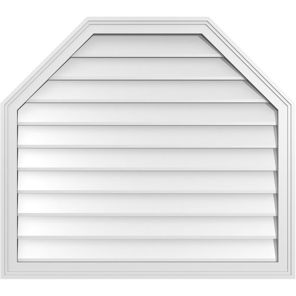 Ekena Millwork Octagonal Top Surface Mount PVC Gable Vent w/ 2"W x 1-1/2"P Brickmould Frame, 36"W x 32"H - GVPOT36X3202SN