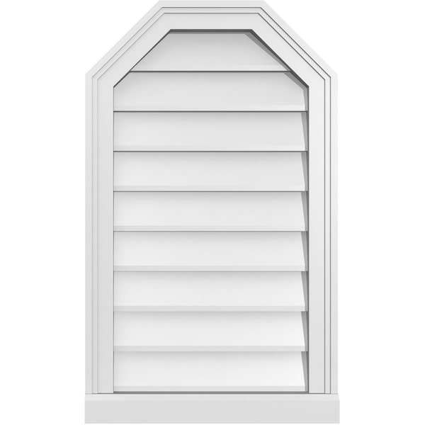 Ekena Millwork Octagonal Top Surface Mount PVC Gable Vent w/ 2"W x 2"P Brickmould Sill Frame, 18"W x 30"H - GVPOT18X3003SN