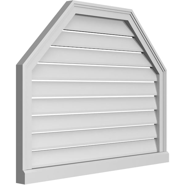 Ekena Millwork Octagonal Top Surface Mount PVC Gable Vent w/ 2"W x 2"P Brickmould Sill Frame, 36"W x 28"H - GVPOT36X2803SF