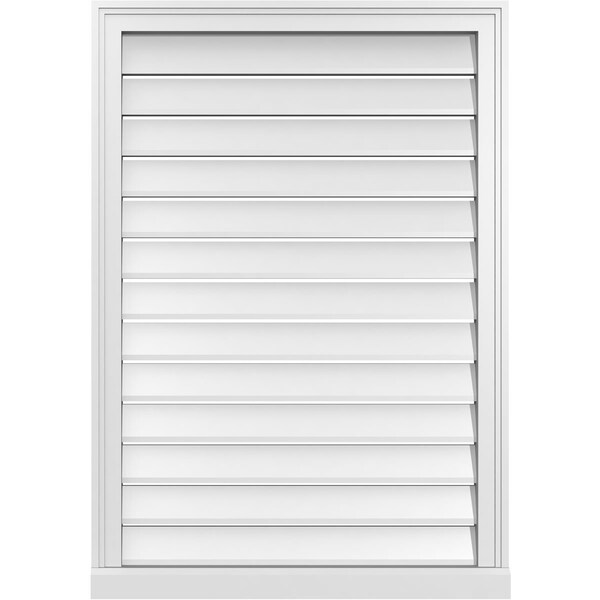 Ekena Millwork Vertical Surface Mount PVC Gable Vent: Functional, w/ 2"W x 2"P Brickmould Sill Frame, 28"W x 40"H - GVPVE28X4003SF