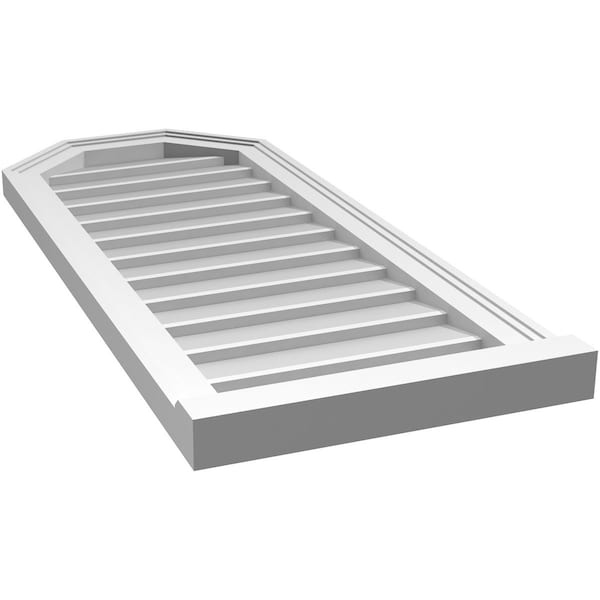Ekena Millwork Octagonal Top Surface Mount PVC Gable Vent w/ 2"W x 2"P Brickmould Sill Frame, 16"W x 38"H - GVPOT16X3803SN