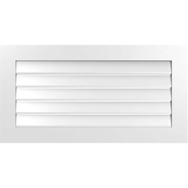 Ekena Millwork Vertical Surface Mount PVC Gable Vent: Functional, w/ 3-1/2"W x 1"P Standard Frame, 42"W x 22"H - GVPVE42X2201SF