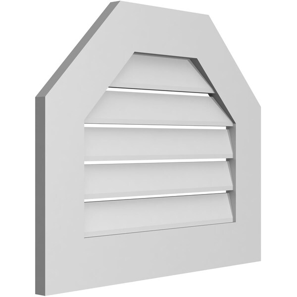 Ekena Millwork Octagonal Top Surface Mount PVC Gable Vent: Functional, w/ 3-1/2"W x 1"P Standard Frame, 24"W x 20"H - GVPOT24X2001SF