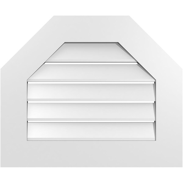 Ekena Millwork Octagonal Top Surface Mount PVC Gable Vent: Functional, w/ 3-1/2"W x 1"P Standard Frame, 24"W x 20"H - GVPOT24X2001SF